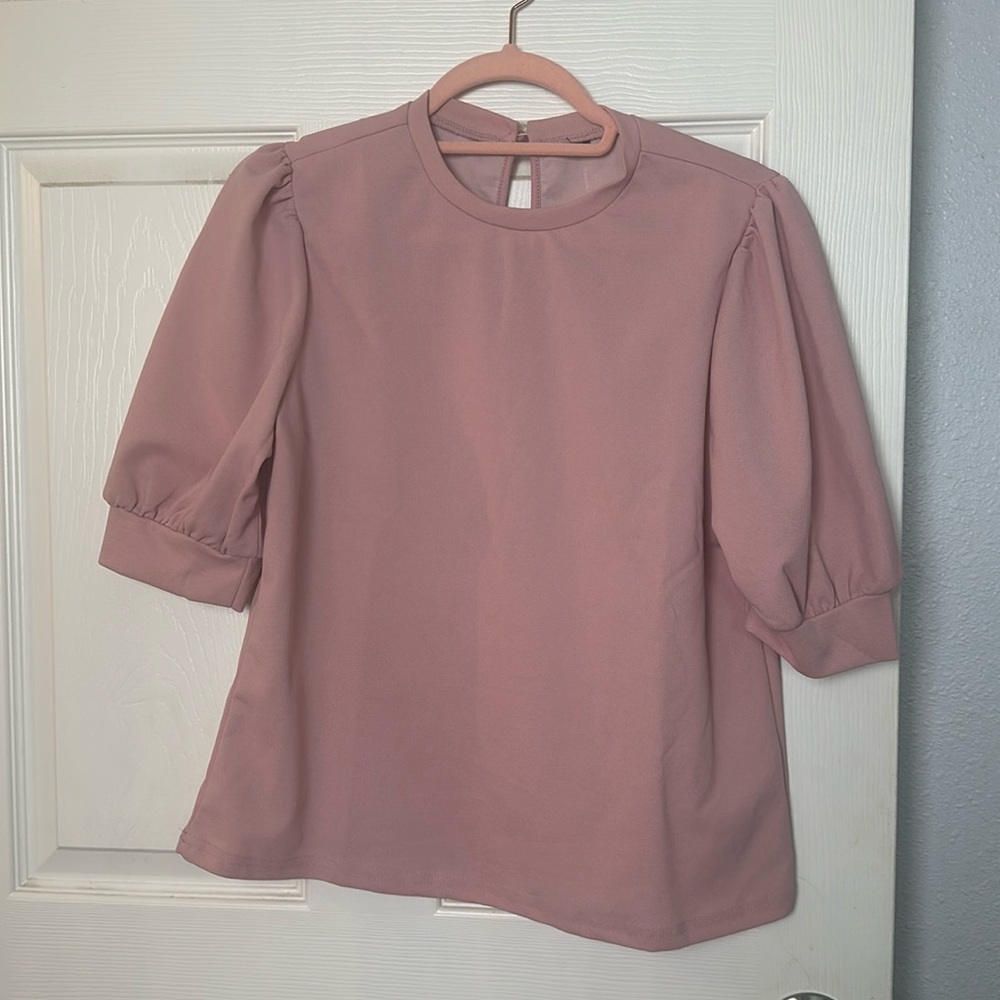 Romantic Pink Peasant Sleeve Blouse